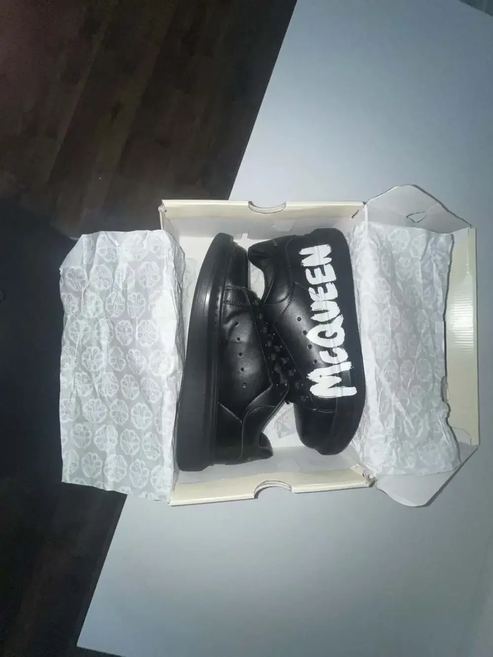 Alexander McQueen Oversized Graffiti Black White Sneakers